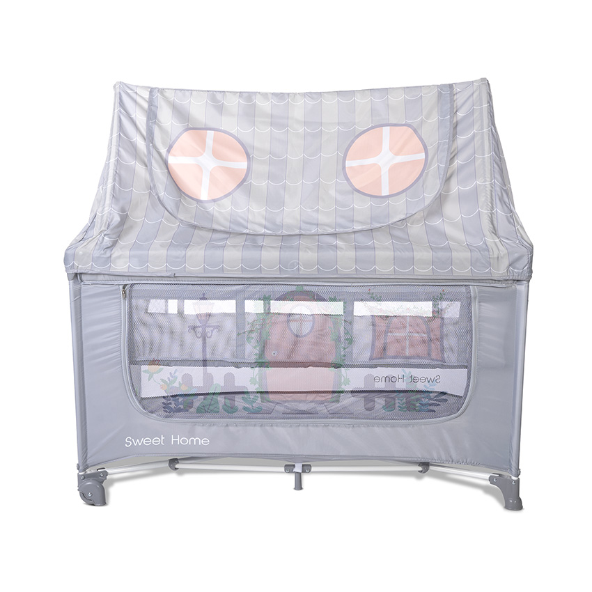 Lit parapluie HOME avec toit gris