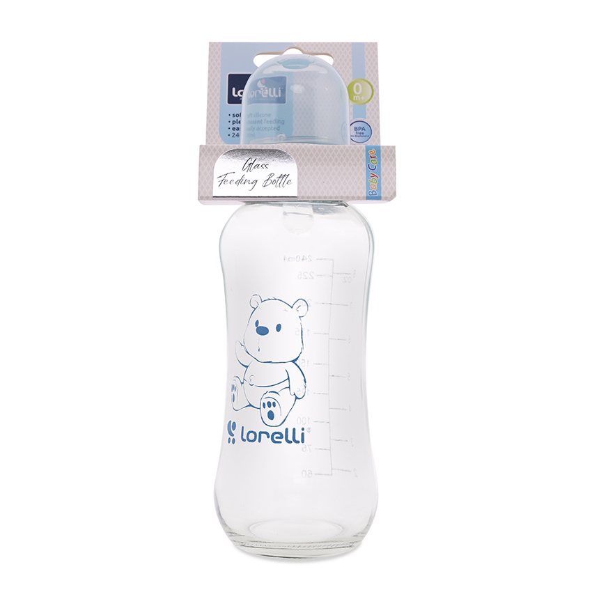 biberon verre 240 ml bleu