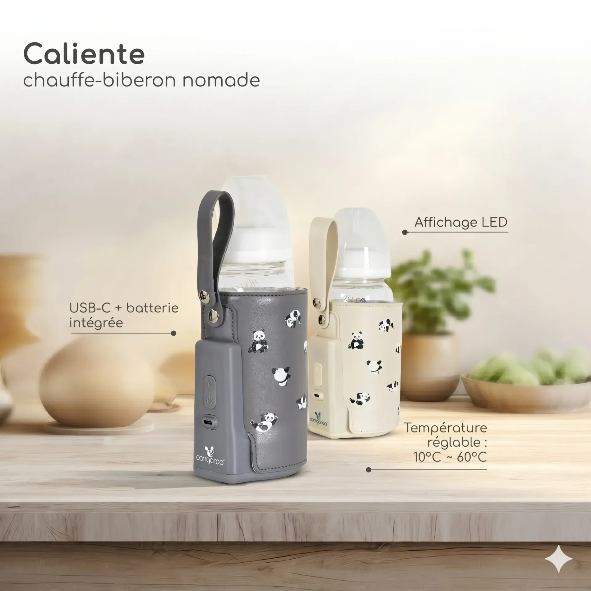 [3800146272661] Chauffe-biberon de voyage Caliente – Coloris Gris