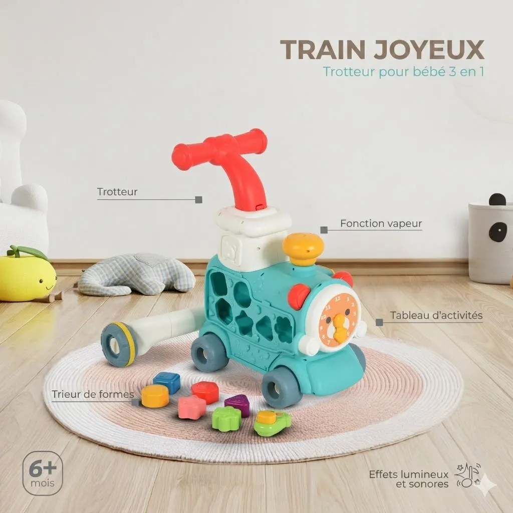 [3801005602421] Jouet d'Éveil 3 en 1 : Happy Train Trotteur