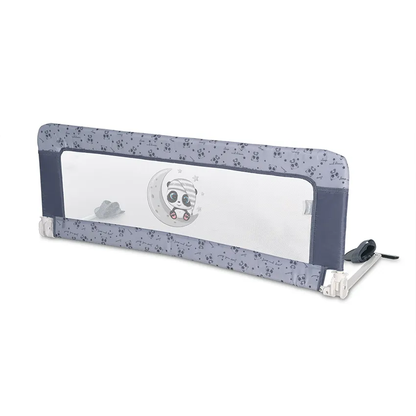 [10180032362] Barrière de Lit Bébé Sécurité 127 cm - Tissu Oxford Gris Motif Pandas