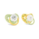 Lot de 2 tétines 6 mois + Jaune/vert