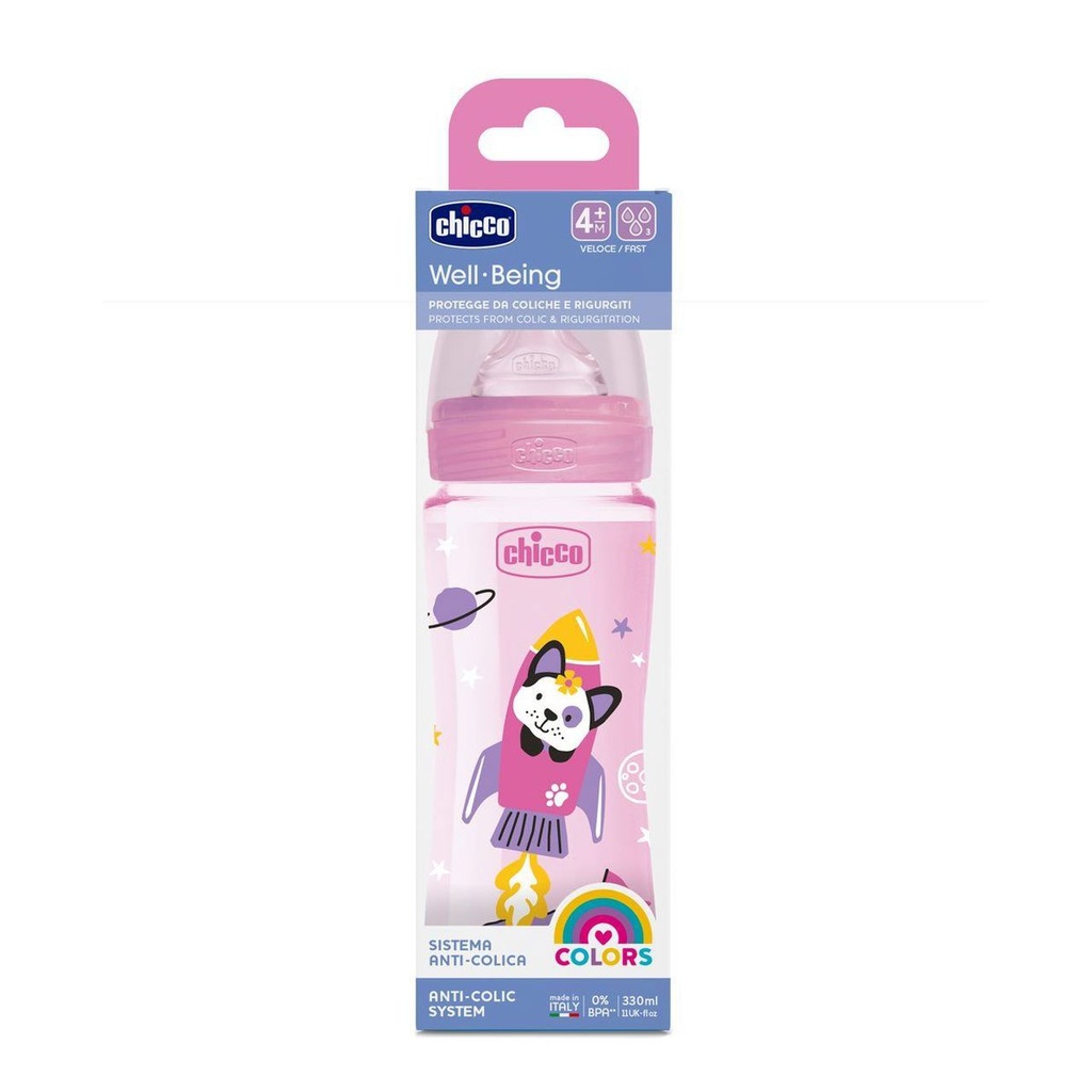 [00028637100000] BIB PP 330ML SIL FL RAPIDE ROSE 4M+