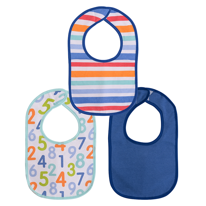 [10260230002] bavoir 3pcs velcro boy bleu