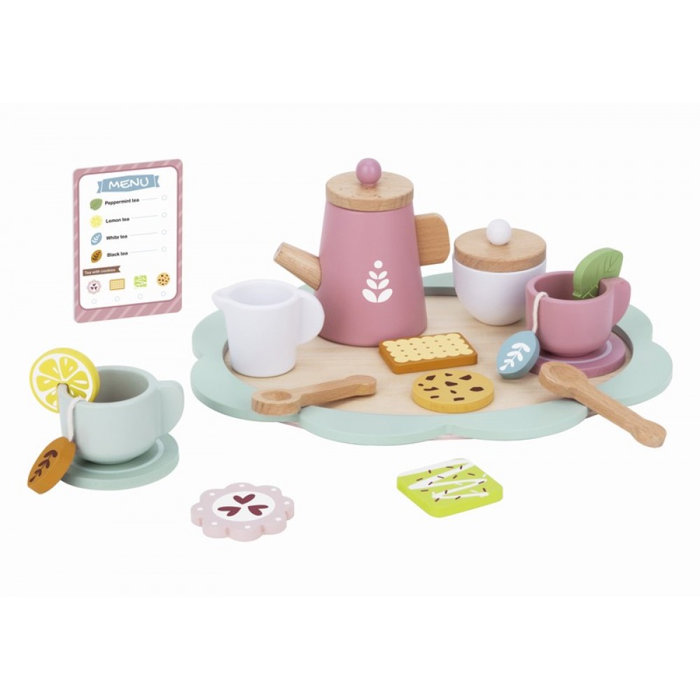 Service à thé en bois
